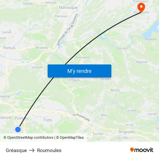 Gréasque to Roumoules map