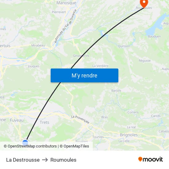 La Destrousse to Roumoules map