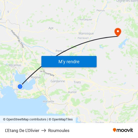 L'Etang De L'Olivier to Roumoules map