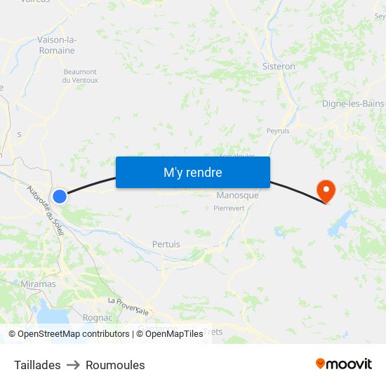 Taillades to Roumoules map