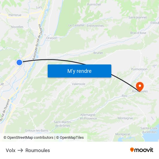 Volx to Roumoules map