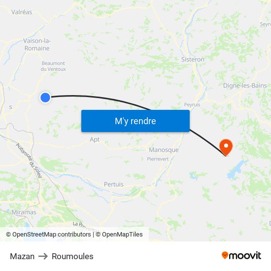 Mazan to Roumoules map