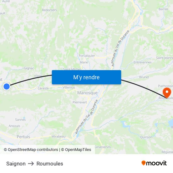 Saignon to Roumoules map