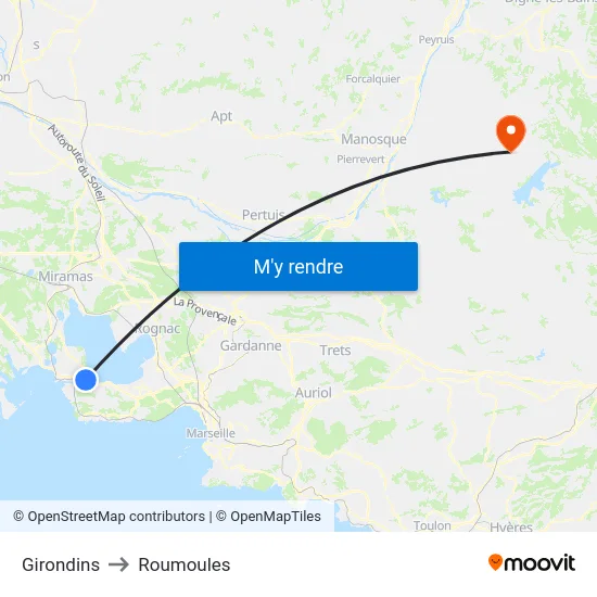 Girondins to Roumoules map