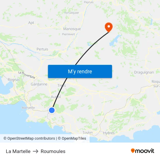 La Martelle to Roumoules map
