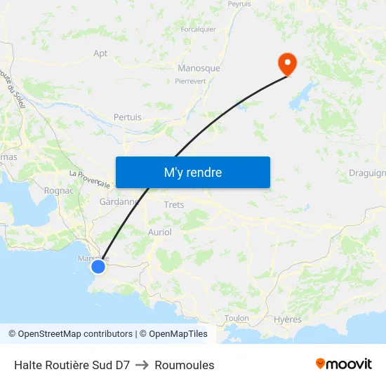 Halte Routière Sud D7 to Roumoules map