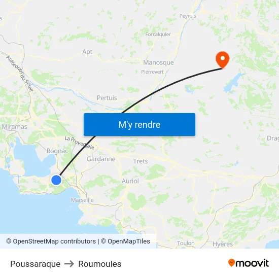 Poussaraque to Roumoules map