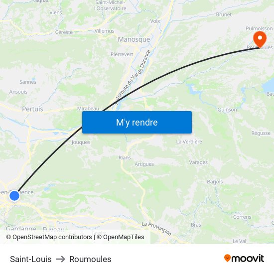 Saint-Louis to Roumoules map