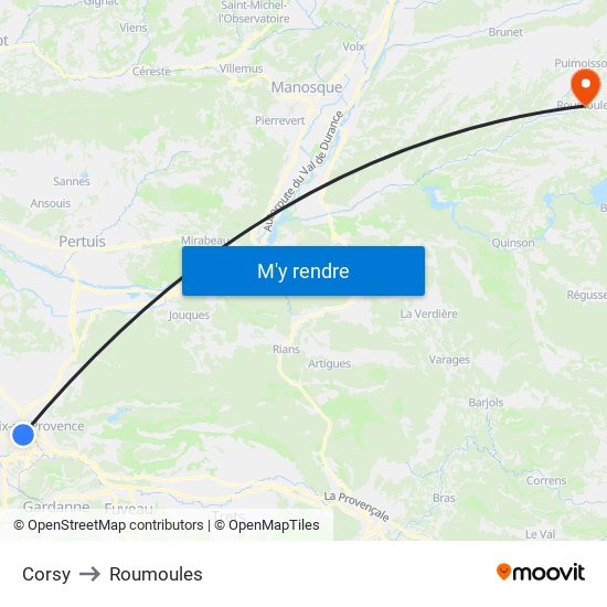 Corsy to Roumoules map