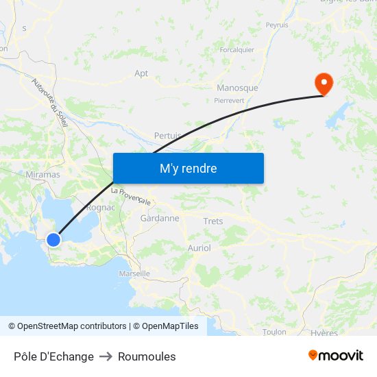 Pôle D'Echange to Roumoules map