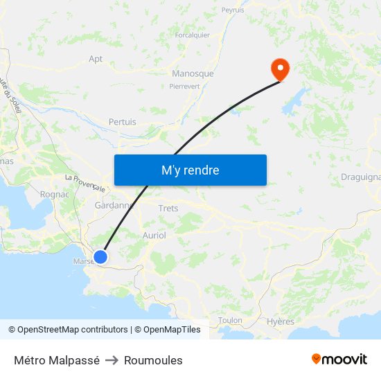 Métro Malpassé to Roumoules map