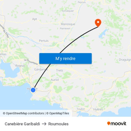 Canebière Garibaldi to Roumoules map