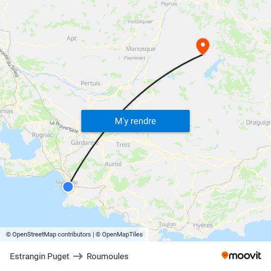 Estrangin Puget to Roumoules map