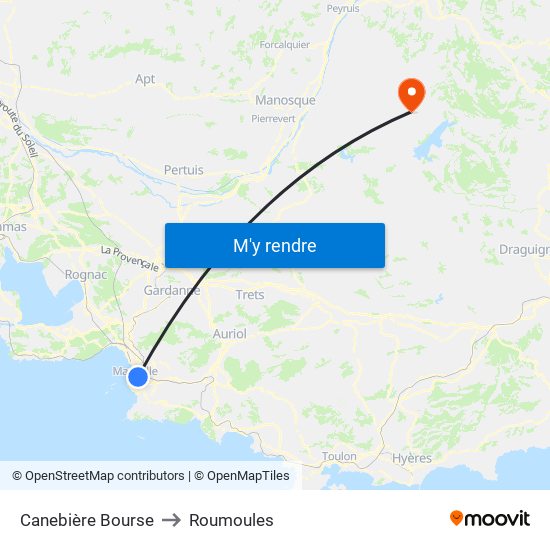 Canebière Bourse to Roumoules map
