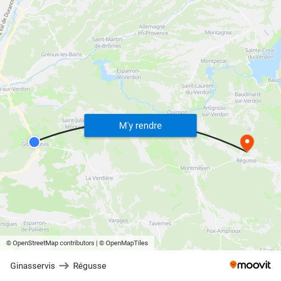 Ginasservis to Régusse map
