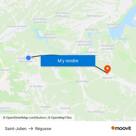 Saint-Julien to Régusse map