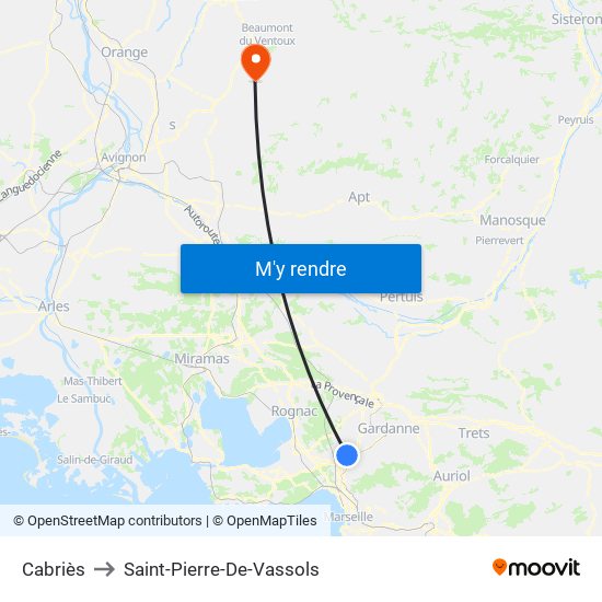 Cabriès to Saint-Pierre-De-Vassols map
