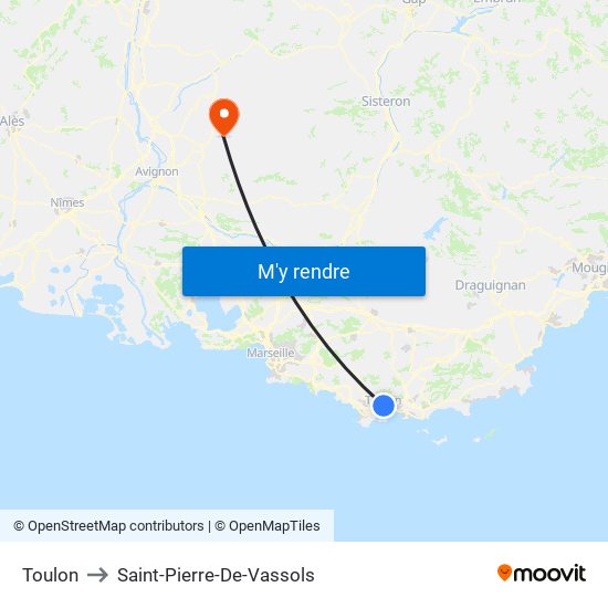 Toulon to Saint-Pierre-De-Vassols map