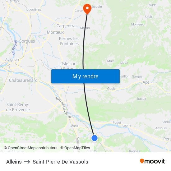 Alleins to Saint-Pierre-De-Vassols map