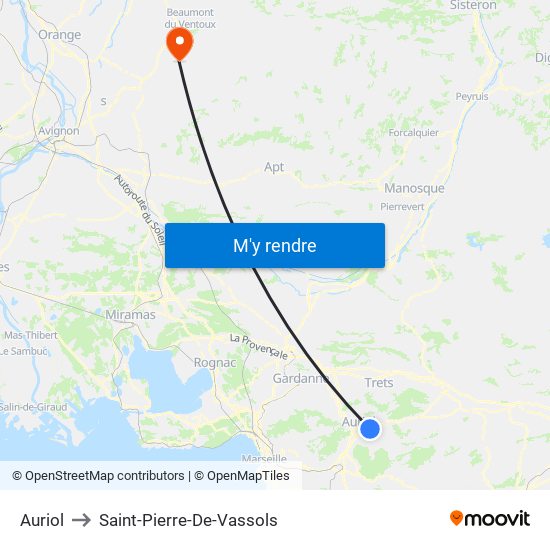 Auriol to Saint-Pierre-De-Vassols map