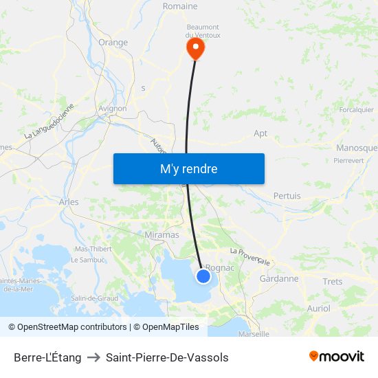 Berre-L'Étang to Saint-Pierre-De-Vassols map