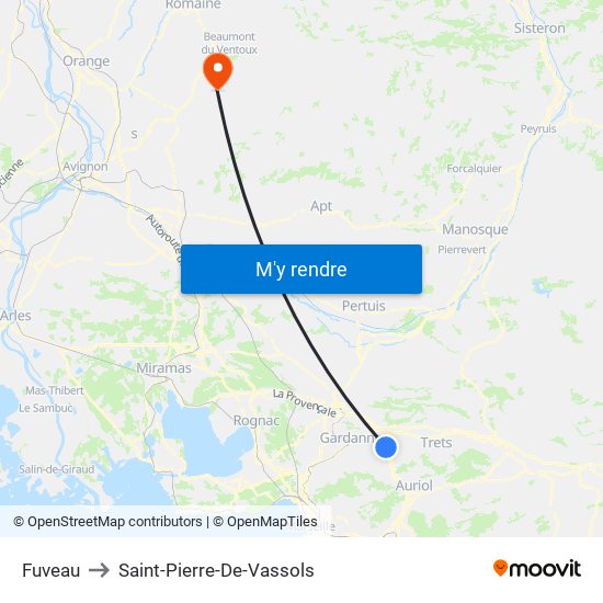 Fuveau to Saint-Pierre-De-Vassols map