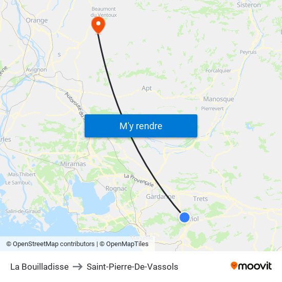 La Bouilladisse to Saint-Pierre-De-Vassols map