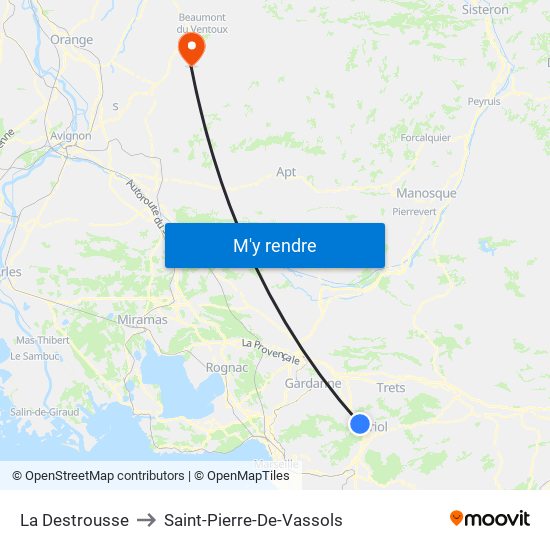 La Destrousse to Saint-Pierre-De-Vassols map