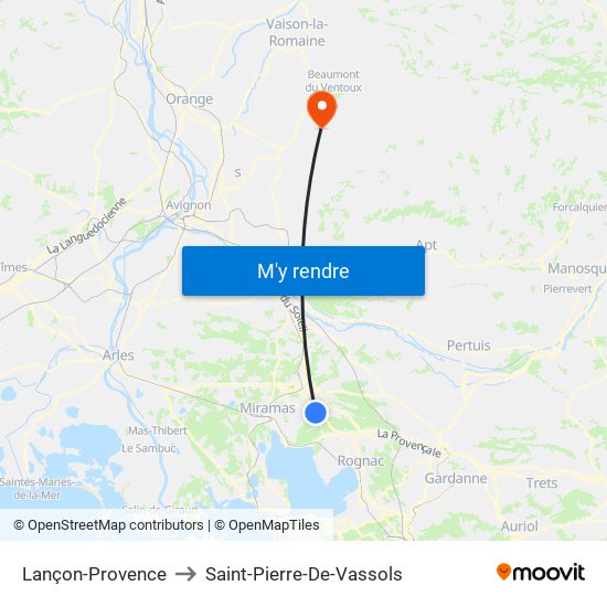 Lançon-Provence to Saint-Pierre-De-Vassols map