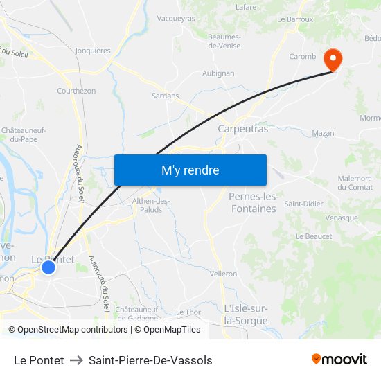 Le Pontet to Saint-Pierre-De-Vassols map