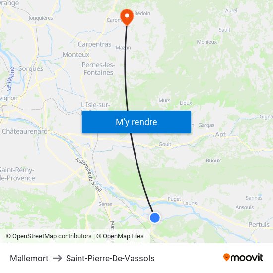 Mallemort to Saint-Pierre-De-Vassols map
