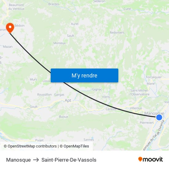 Manosque to Saint-Pierre-De-Vassols map