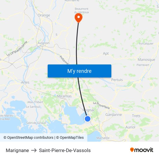 Marignane to Saint-Pierre-De-Vassols map
