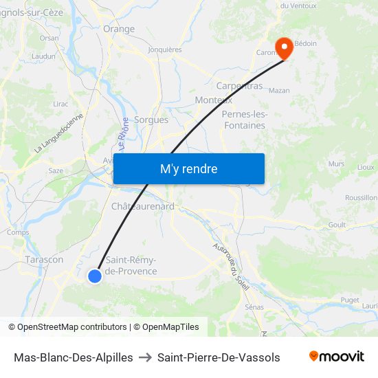 Mas-Blanc-Des-Alpilles to Saint-Pierre-De-Vassols map