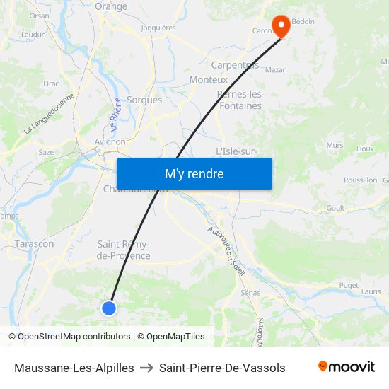 Maussane-Les-Alpilles to Saint-Pierre-De-Vassols map