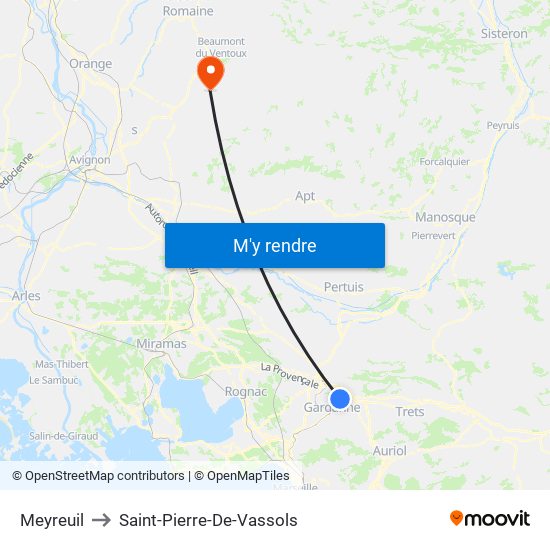 Meyreuil to Saint-Pierre-De-Vassols map