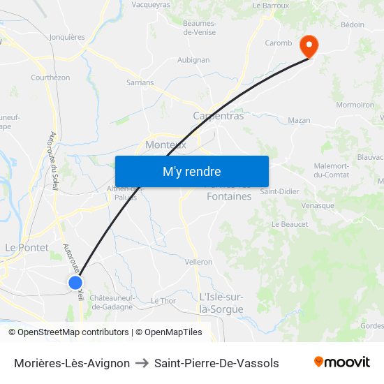 Morières-Lès-Avignon to Saint-Pierre-De-Vassols map