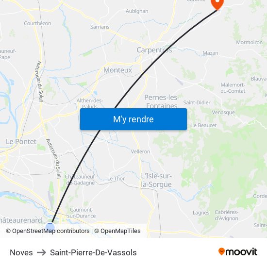 Noves to Saint-Pierre-De-Vassols map