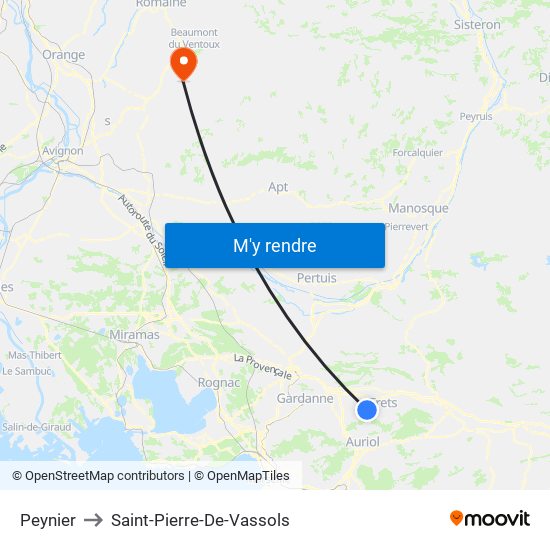 Peynier to Saint-Pierre-De-Vassols map