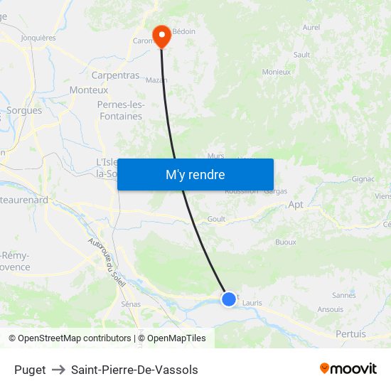Puget to Saint-Pierre-De-Vassols map