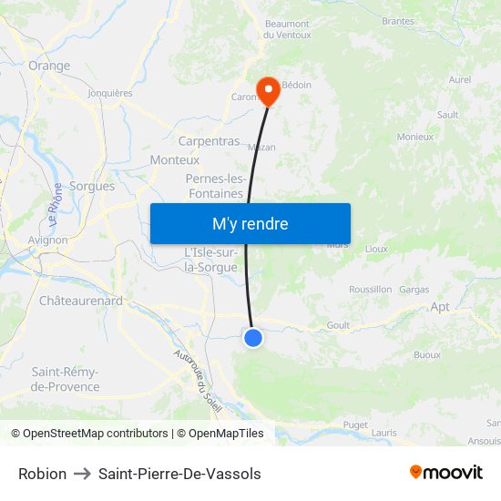 Robion to Saint-Pierre-De-Vassols map
