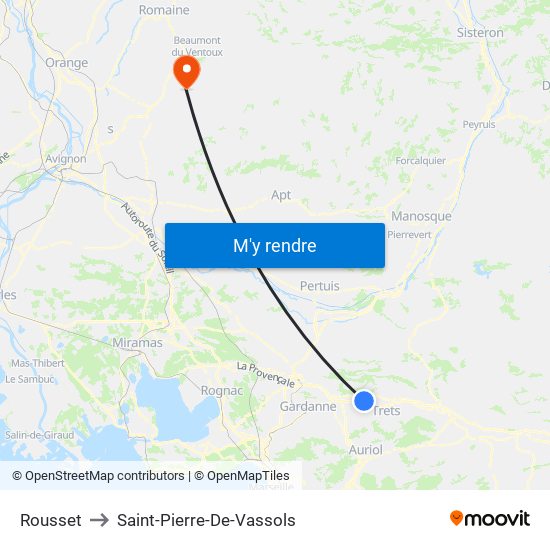 Rousset to Saint-Pierre-De-Vassols map