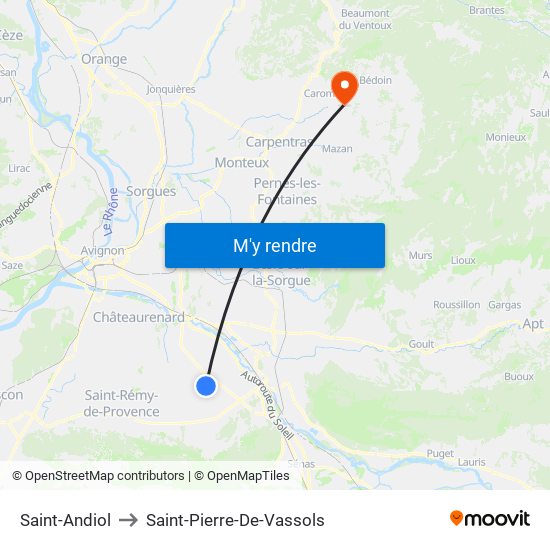 Saint-Andiol to Saint-Pierre-De-Vassols map