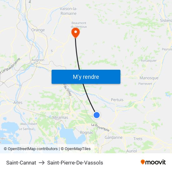 Saint-Cannat to Saint-Pierre-De-Vassols map