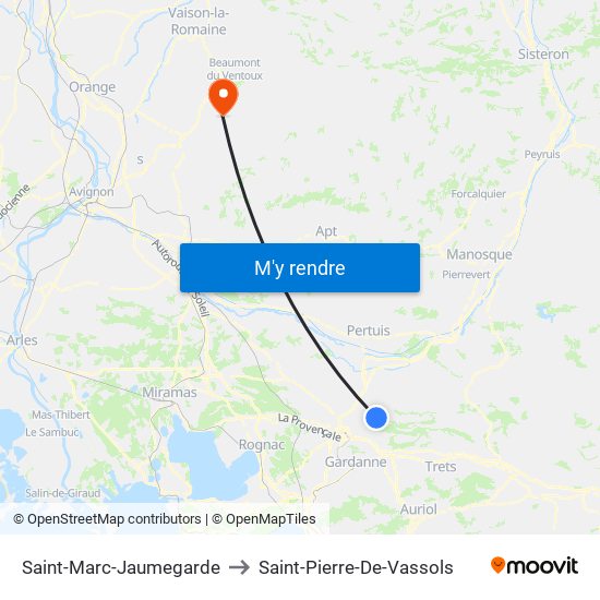 Saint-Marc-Jaumegarde to Saint-Pierre-De-Vassols map