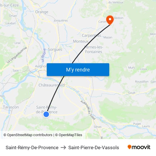 Saint-Rémy-De-Provence to Saint-Pierre-De-Vassols map