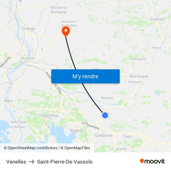Venelles to Saint-Pierre-De-Vassols map