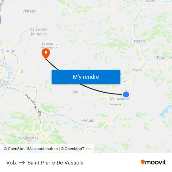 Volx to Saint-Pierre-De-Vassols map