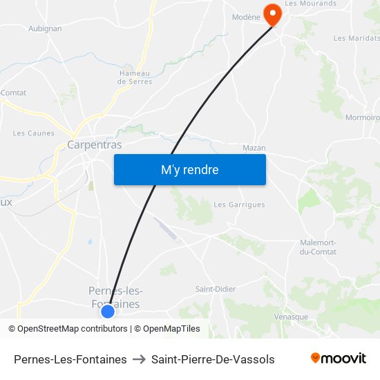 Pernes-Les-Fontaines to Saint-Pierre-De-Vassols map