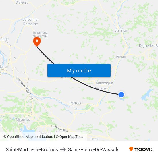 Saint-Martin-De-Brômes to Saint-Pierre-De-Vassols map